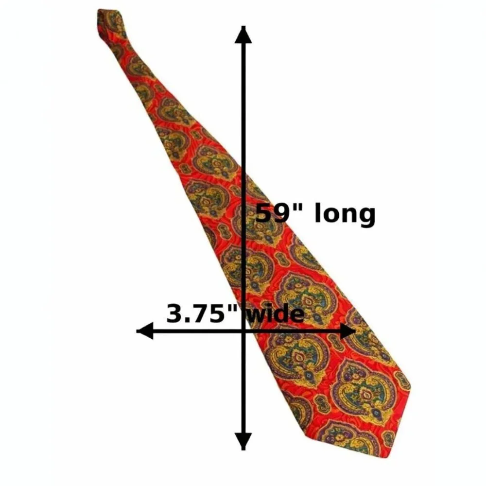 Vintage Versace Red Baroque Paisley Silk Tie Made in Italy